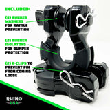 Rhino USA 8T Super Shackle 2-Pack (Matte Black) Rhino USA Shackle Kits  AXOPROS