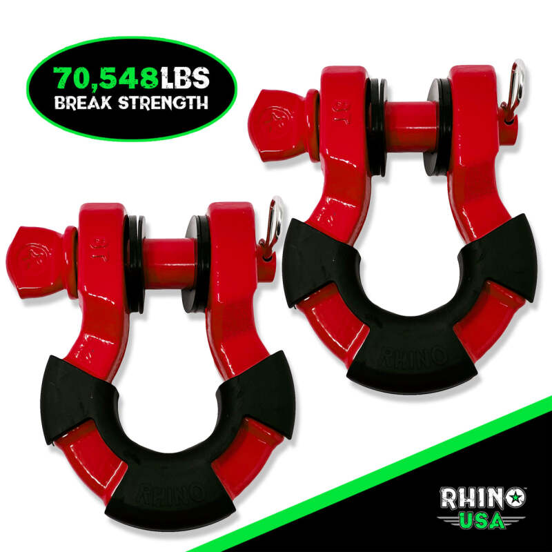 Rhino USA 8T Super Shackle 2-Pack (Red) Rhino USA Shackle Kits  AXOPROS