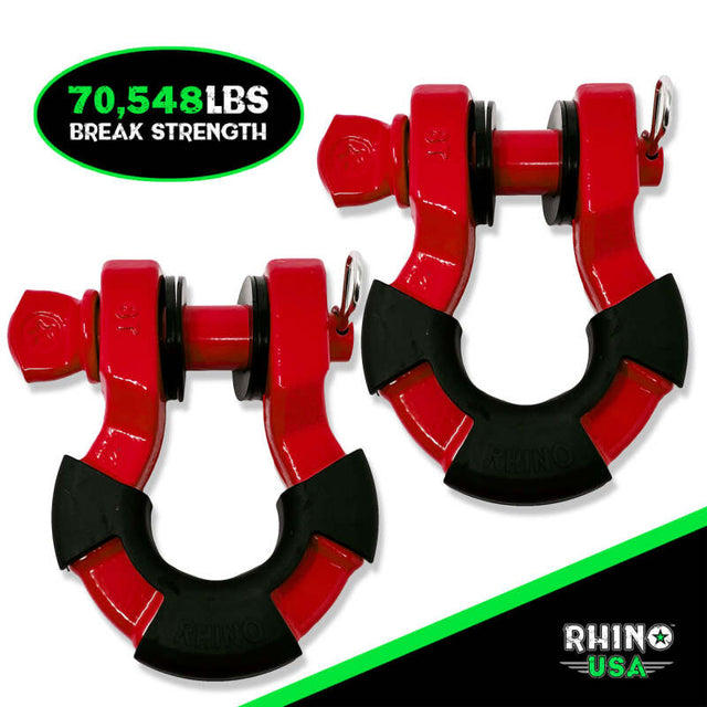 Rhino USA 8T Super Shackle 2-Pack (Red) Rhino USA Shackle Kits  AXOPROS