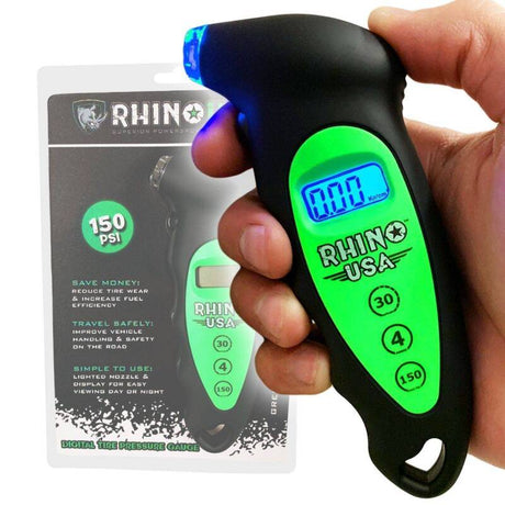 Rhino USA Digital Tire Pressure Gauge 150 Psi (Green) Rhino USA Gauges  AXOPROS
