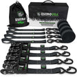 Rhino USA Heavy Duty Ratchet Tie-Down 4-Pack (Black) 1.6In X 8Ft Rhino USA Cargo Tie-Downs  AXOPROS