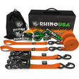 Rhino USA Heavy Duty Ratchet Tie-Downs 2-Pack (Orange) 1.6In X 8Ft Rhino USA Cargo Tie-Downs  AXOPROS