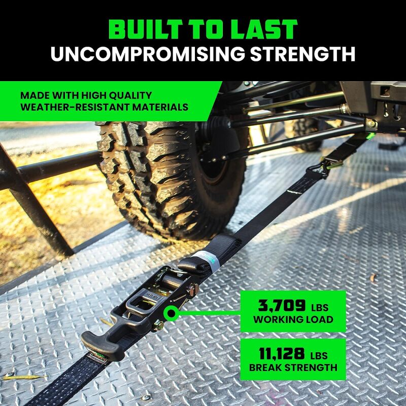 Rhino USA Heavy Duty Vehicle Tie Down Kit- Green Rhino USA Cargo Tie-Downs  AXOPROS