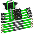Rhino USA Heavy Duty Vehicle Tie Down Kit- Green Rhino USA Cargo Tie-Downs  AXOPROS