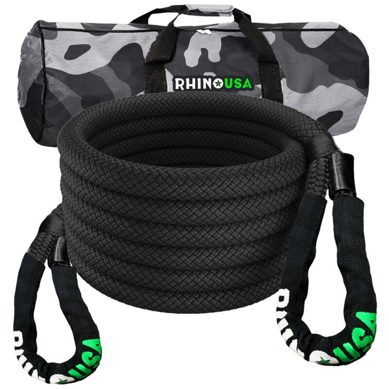 Rhino USA Kinetic Energy Recovery Rope (1.25In X 30Ft) Black Rhino USA Cargo Tie-Downs  AXOPROS