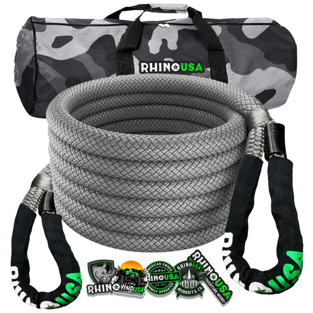 Rhino USA Kinetic Energy Recovery Rope (1In X 30Ft) Gray Rhino USA Cargo Tie-Downs  AXOPROS
