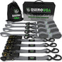 Rhino USA Medium Duty Ratchet Strap Tie-Down 4-Pack (Gray) Rhino USA Cargo Tie-Downs  AXOPROS