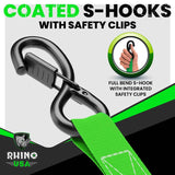 Rhino USA Medium Duty Ratchet Strap Tie-Down 4-Pack (Red) Rhino USA Cargo Tie-Downs  AXOPROS