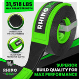 Rhino USA Recovery Tow Strap 3Inx20Ft (Black) Rhino USA Tow Straps  AXOPROS