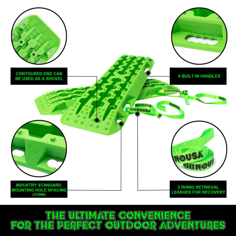 Rhino USA Recovery Traction Boards - Green (Pair) Rhino USA Recovery Boards  AXOPROS