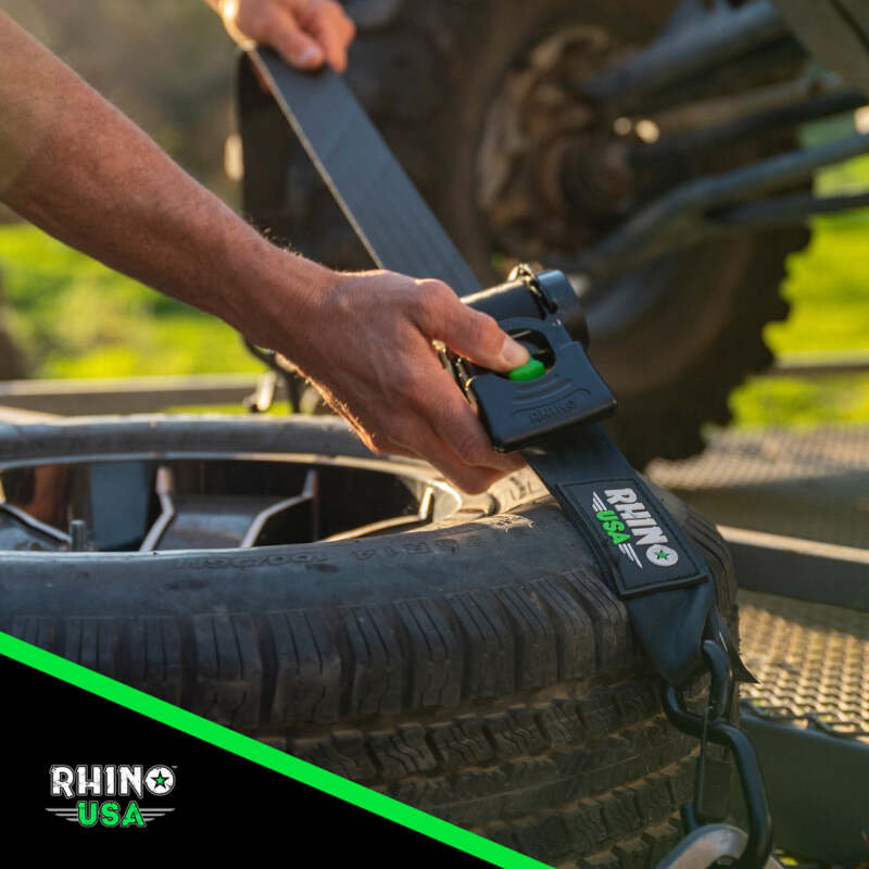 Rhino USA Retractable Ratchet Straps (4Pk 1Inx10Ft) (Gray) Rhino USA Tow Straps  AXOPROS