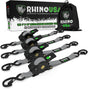Rhino USA Retractable Ratchet Straps (4Pk 1Inx10Ft) (Gray) Rhino USA Tow Straps  AXOPROS