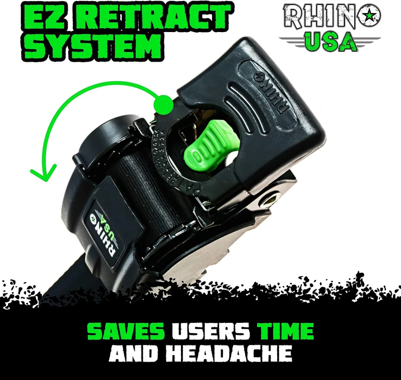 Rhino USA Retractable Transom Straps (2 Pack-Black) Rhino USA Tow Straps  AXOPROS