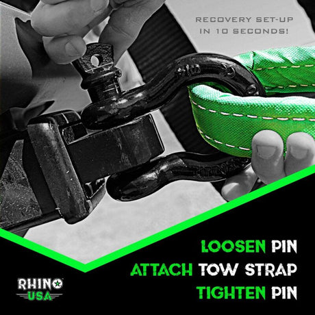 Rhino USA Shackle Hitch Receiver W/ D-Ring (Black) Rhino USA Shackle Kits  AXOPROS