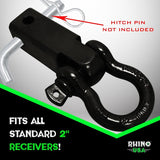 Rhino USA Shackle Hitch Receiver W/ D-Ring (Black) Rhino USA Shackle Kits  AXOPROS