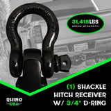 Rhino USA Shackle Hitch Receiver W/ D-Ring (Black) Rhino USA Shackle Kits  AXOPROS