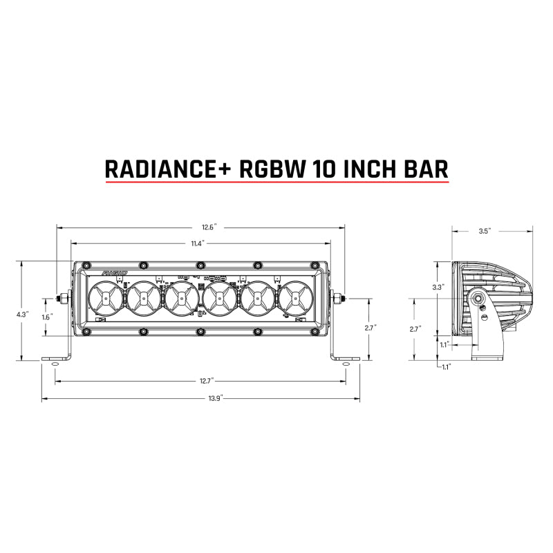 Rigid Industries Radiance+ 10in. RGBW Light Bar Rigid Industries Light Bars & Cubes  AXOPROS