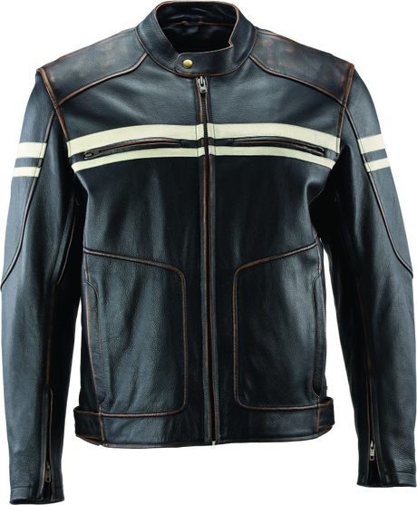 River Road Hoodlum Vintage Leather Jacket Black - Large River Road Jackets - Leather  AXOPROS