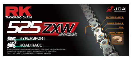 RK Chain CC525ZXW-120L XW-Ring - Chrome RK Chain Chains  AXOPROS