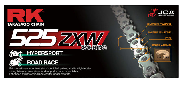 RK Chain CC525ZXW-120L XW-Ring - Chrome RK Chain Chains  AXOPROS