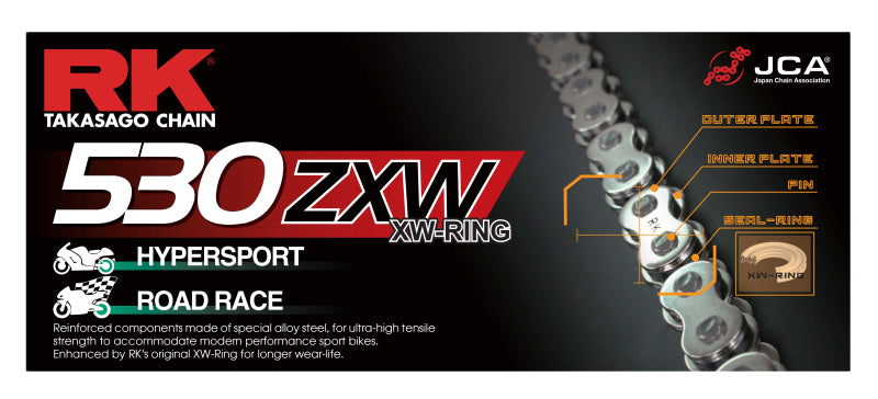 RK Chain 530ZXW-150 - Chrome RK Chain Chains  AXOPROS