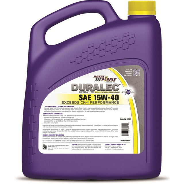 Royal Purple Duralec Ultra Diesel 15W-40 CK-4 Motor Oil - 1 Gallon Royal Purple Motor Oils  AXOPROS