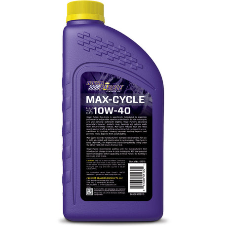Royal Purple Max-Cycle Synthetic 10W-40 Motorcycle Oil - 1 Quart Royal Purple Motor Oils  AXOPROS