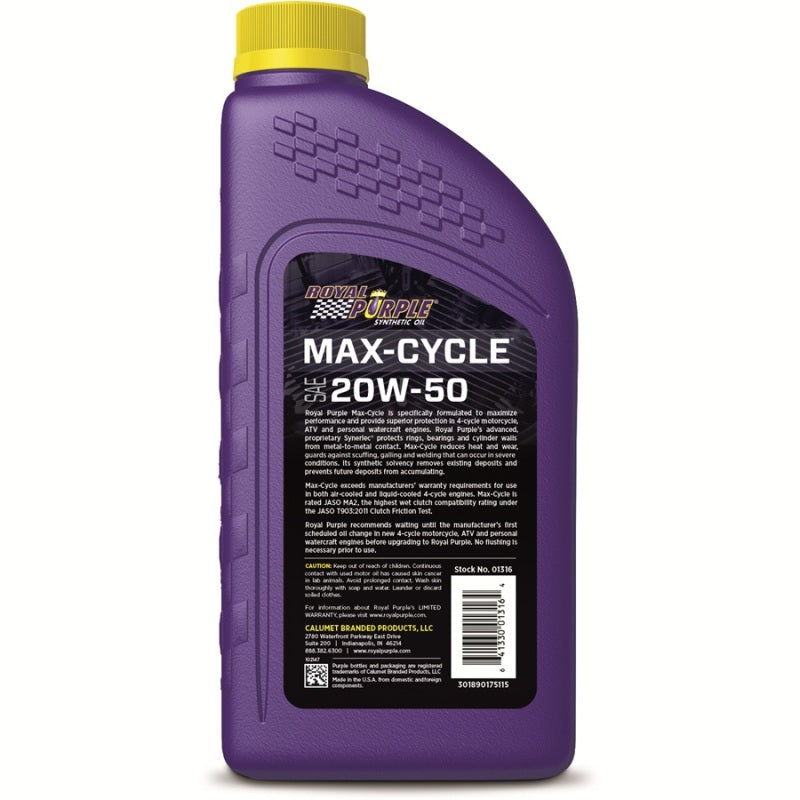 Royal Purple Max-Cycle Synthetic 20W-50 Motorcycle Oil - 1 Quart Royal Purple Motor Oils  AXOPROS