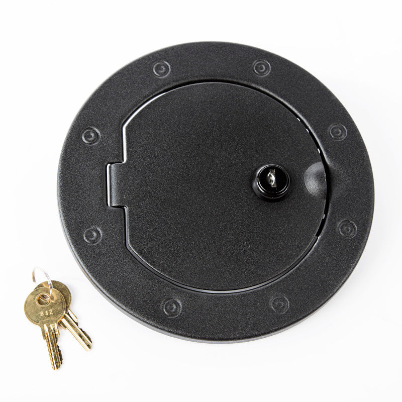 Rugged Ridge 07-18 Jeep Wrangler JK Textured Black Locking Gas Cap Door Rugged Ridge Fuel Caps  AXOPROS