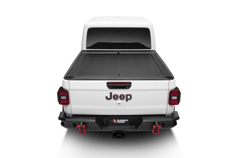 Rugged Ridge 20-22 Jeep Gladiator w/o Trail Rail Sys Armis Tonneau Cover w/Max Track - Tex. Blk Rugged Ridge Tonneau Covers - Hard Fold  AXOPROS