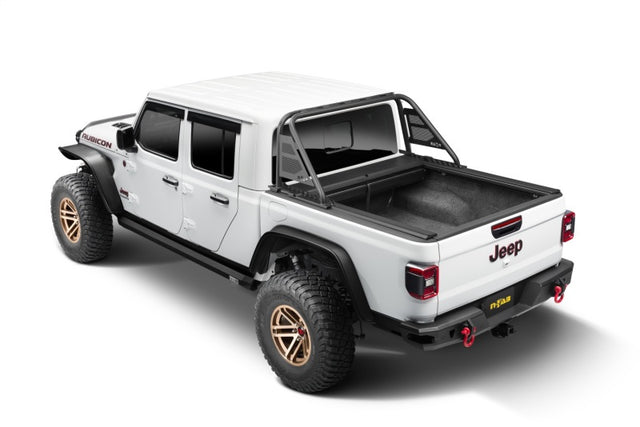 Rugged Ridge 20-22 Jeep Gladiator w/o Trail Rail Sys Armis Tonneau Cover w/Max Track - Tex. Blk Rugged Ridge Tonneau Covers - Hard Fold  AXOPROS