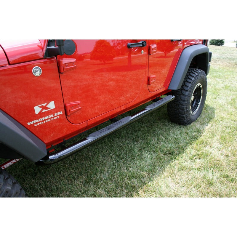 Rugged Ridge 3-In Round Side Steps Black 07-18 4-Door Jeep Wrangler Rugged Ridge Side Steps  AXOPROS