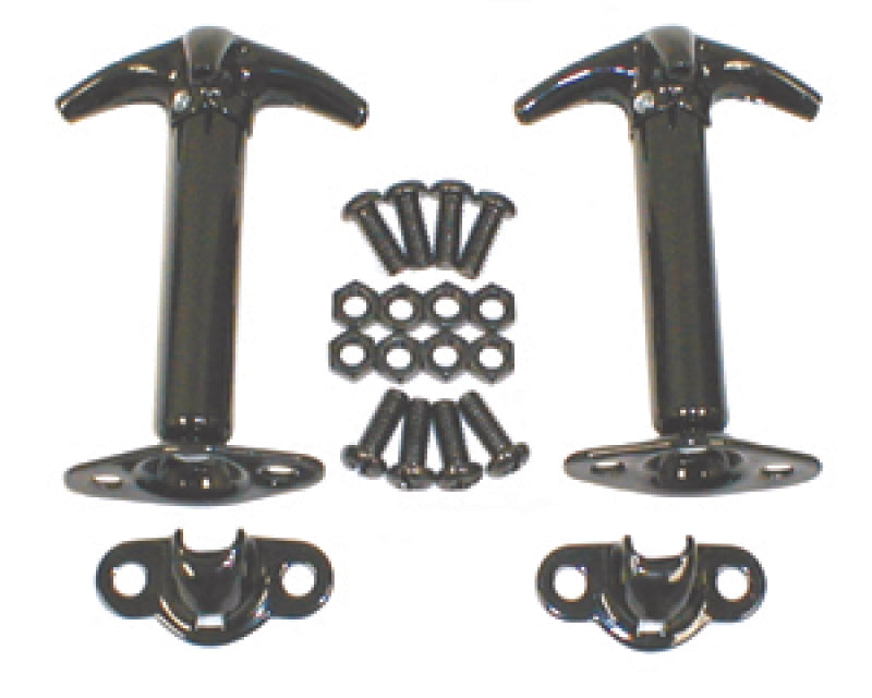 Rugged Ridge 41-95 Jeep CJ / Jeep Wrangler Black Hood Catch Kit Rugged Ridge Brackets  AXOPROS