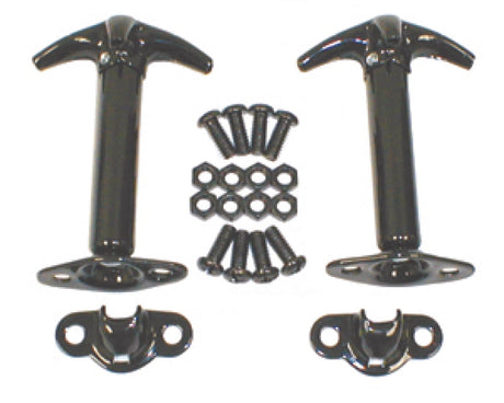 Rugged Ridge 41-95 Jeep CJ / Jeep Wrangler Black Hood Catch Kit Rugged Ridge Brackets  AXOPROS