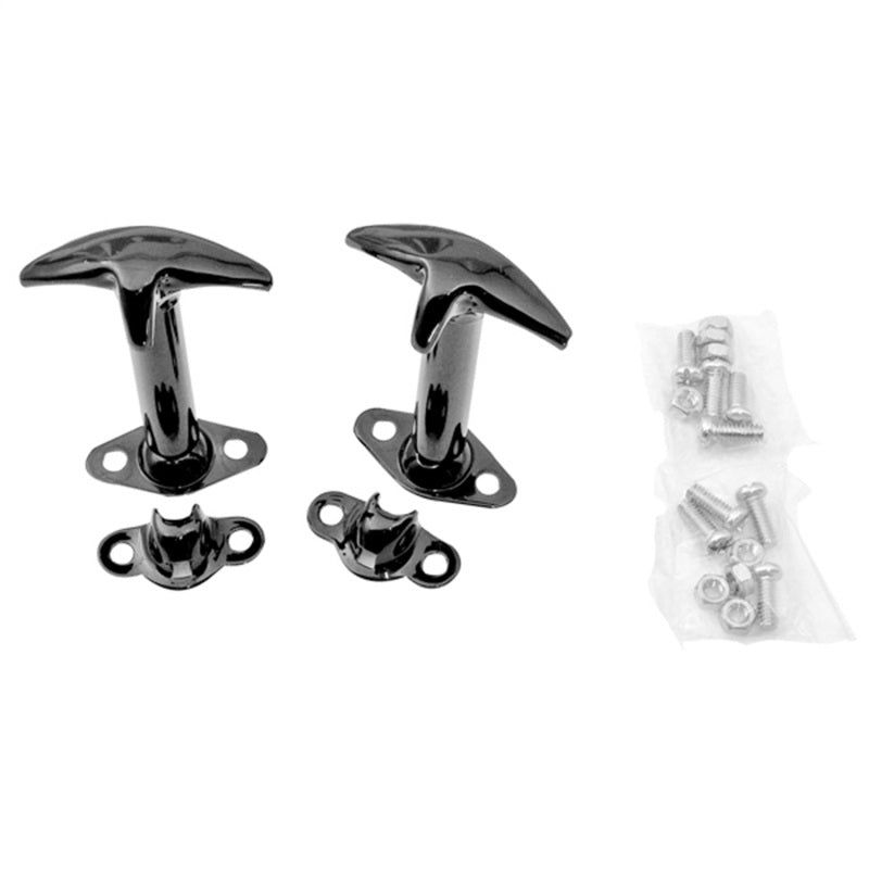 Rugged Ridge 41-95 Jeep CJ / Jeep Wrangler Black Hood Catch Kit Rugged Ridge Brackets  AXOPROS