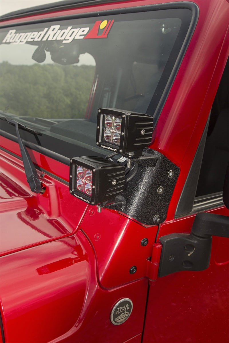 Rugged Ridge 97-06 Jeep Wrangler TJ Textured Black Dual A-Pillar Light Mount Rugged Ridge Light Mounts  AXOPROS