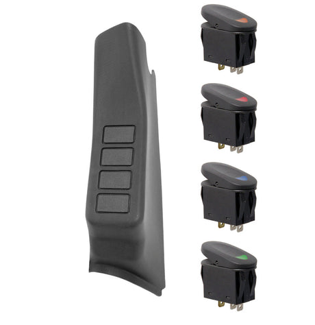 Rugged Ridge A-Pillar 4 Switch Pod Kit Black LHD 11-18 JK Rugged Ridge Dash & Interior Trim  AXOPROS