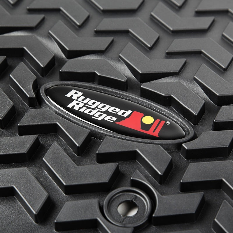 Rugged Ridge Floor Liner Front Black 2007-2018 Jeep Wrangler Unlimited JK 4 Dr Rugged Ridge Floor Mats - Rubber  AXOPROS