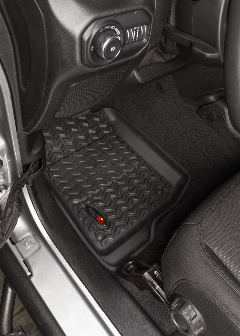 Rugged Ridge Floor Liner Front Black 2018-2020 Jeep Wrangler 2020 Gladiator JL / JT Rugged Ridge Floor Mats - Rubber  AXOPROS