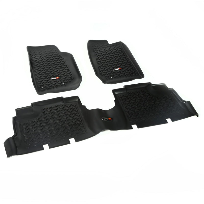 Rugged Ridge Floor Liner Front/Rear Black 2007-2018 Jeep Wrangler JK 4 Dr Rugged Ridge Floor Mats - Rubber  AXOPROS