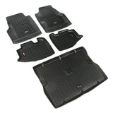 Rugged Ridge Floor Liner Front/Rear/Cargo Black 1997-2006 Jeep Wrangler TJ Rugged Ridge Floor Mats - Rubber  AXOPROS