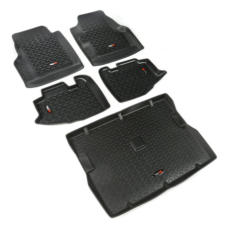 Rugged Ridge Floor Liner Front/Rear/Cargo Black 1997-2006 Jeep Wrangler TJ Rugged Ridge Floor Mats - Rubber  AXOPROS