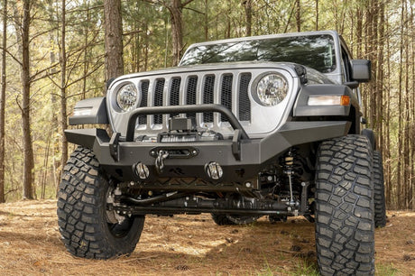 Rugged Ridge HD Bumper Full Width Front 07-18 Jeep Wrangler JK 18-20 Jeep Wrangler JL 2020 JT Rugged Ridge Bumpers - Steel  AXOPROS