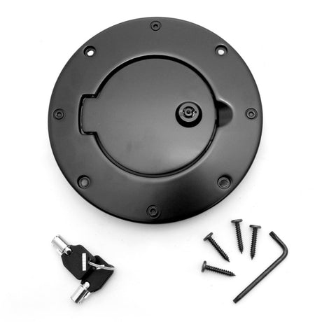 Rugged Ridge Locking Gas Cap Door Black Alum 97-06TJ Rugged Ridge Fuel Caps  AXOPROS