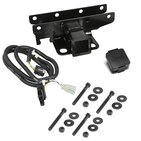 Rugged Ridge Receiver Hitch Kit Jeep Logo 07-18 Jeep Wrangler Rugged Ridge Hitch Accessories  AXOPROS