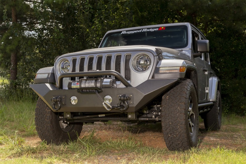 Rugged Ridge Spartan Front Bumper HCE W/Overrider 18-20 Jeep Wrangler JL/JT Rugged Ridge Bumpers - Steel  AXOPROS