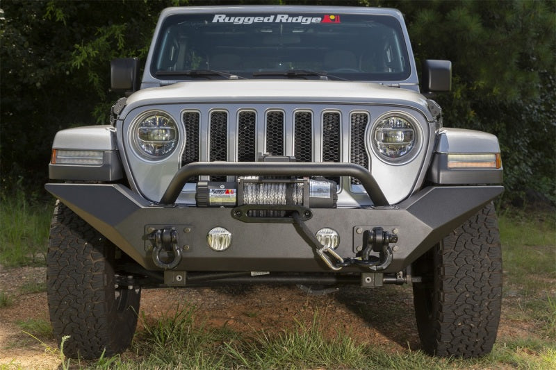Rugged Ridge Spartan Front Bumper HCE W/Overrider 18-20 Jeep Wrangler JL/JT Rugged Ridge Bumpers - Steel  AXOPROS