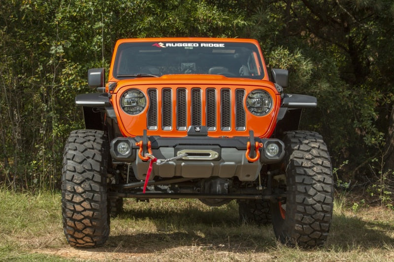 Rugged Ridge Stubby Venator Front Bumper 18-20 Jeep Wrangler JL/JT Rugged Ridge Bumpers - Steel  AXOPROS