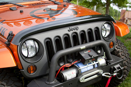 Rugged Ridge Wraparound Bug Deflector Smoke 07-18 Jeep Wrangler Rugged Ridge Hood Deflectors  AXOPROS