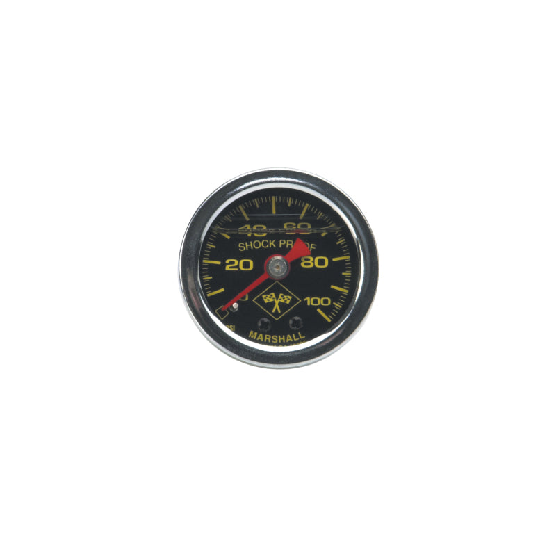 Russell Performance 100 psi fuel pressure gauge black face chrome case (Liquid-filled) Russell Gauges  AXOPROS